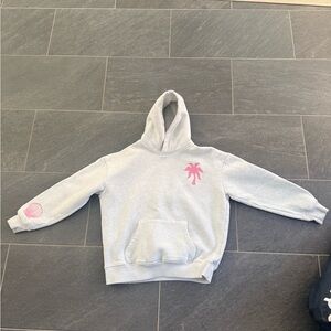 Pink Palm Puff grey sweatshirt XS
